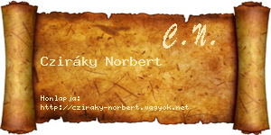 Cziráky Norbert névjegykártya
